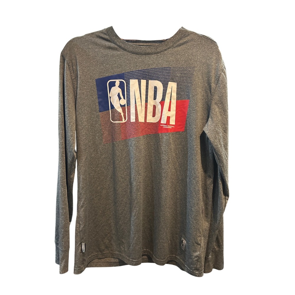 NBA Long Sleeve T-Shirt Basketball Graphic Tee Shirt‎ Mens Small Gray